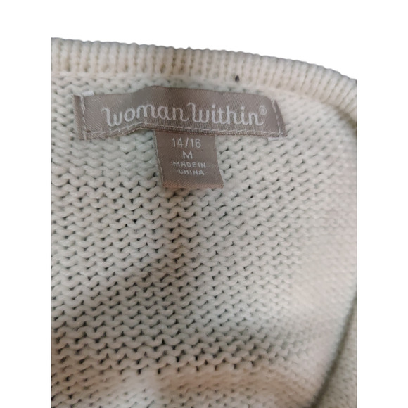 Woman Within White pullover sweater with silver snowflake- size 14/16 medium - Picture 3 of 3
